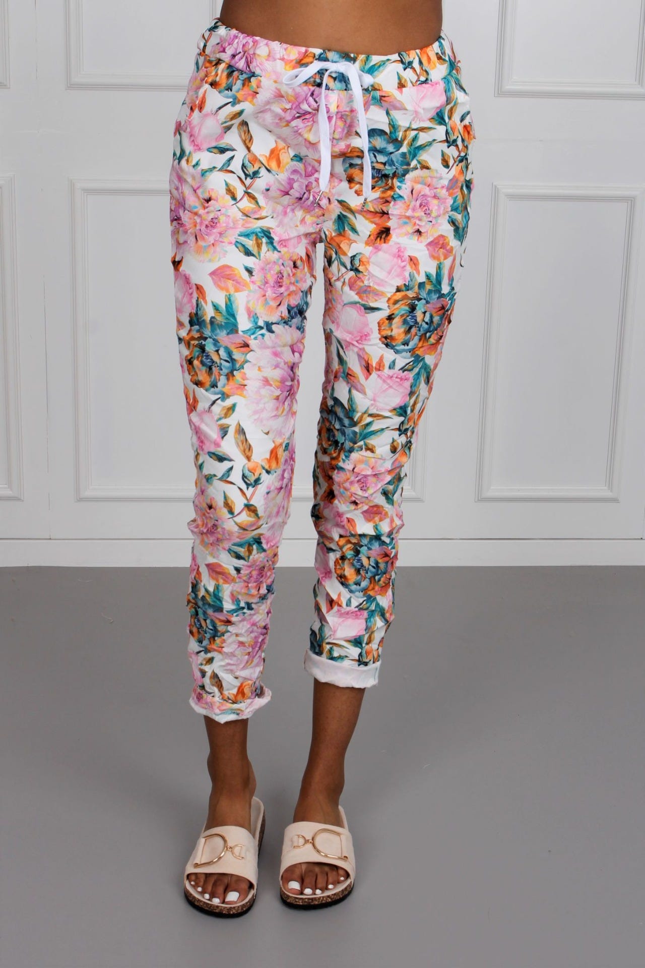 Hose mit Blumenprint, rosa