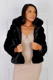 Faux Fur jakke, sort