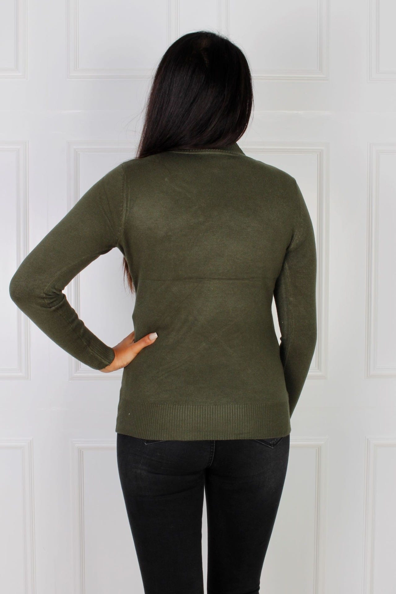 Rollkragenbluse, khaki