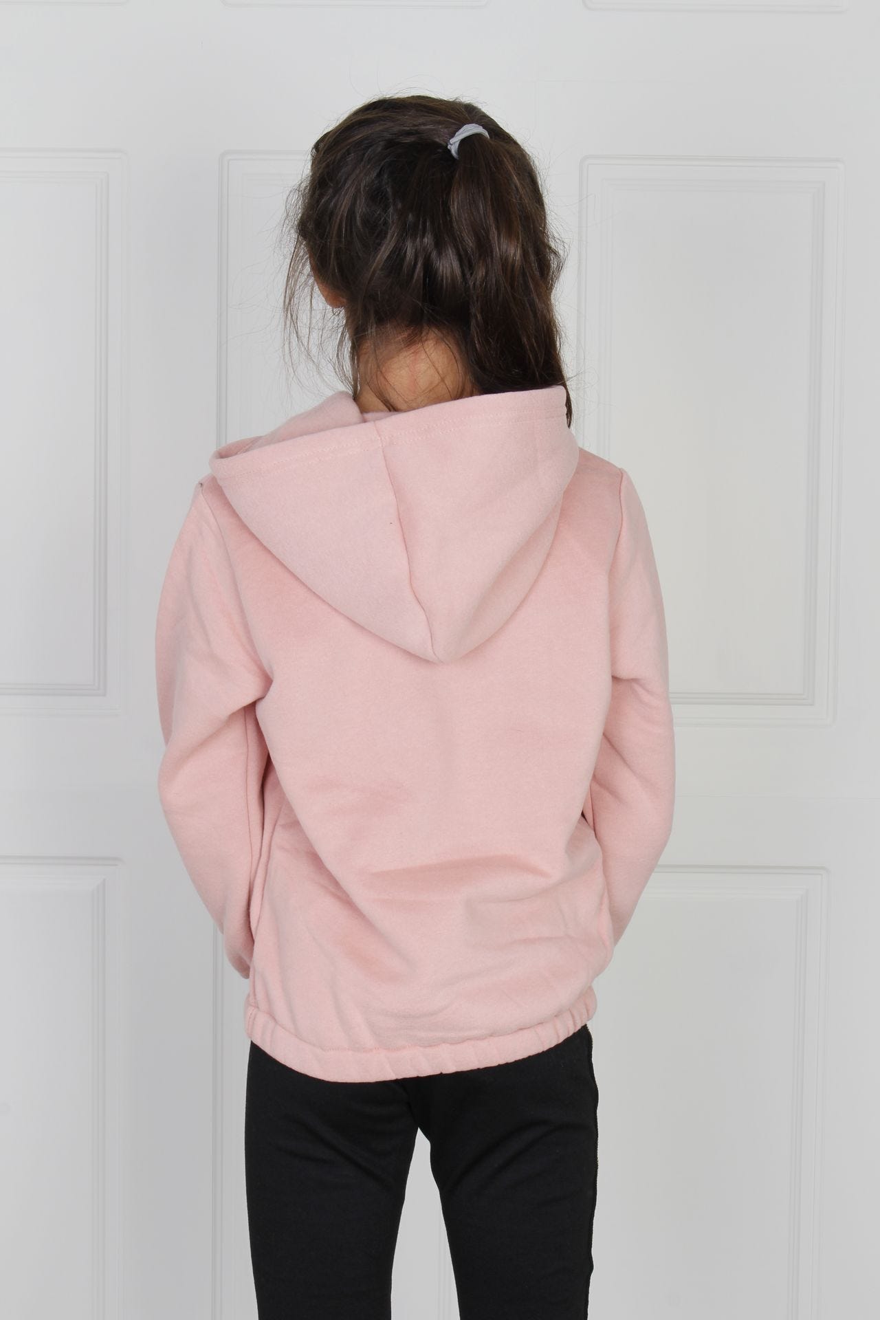 Hoodie mit Paillettentext und Bindeband, rosa