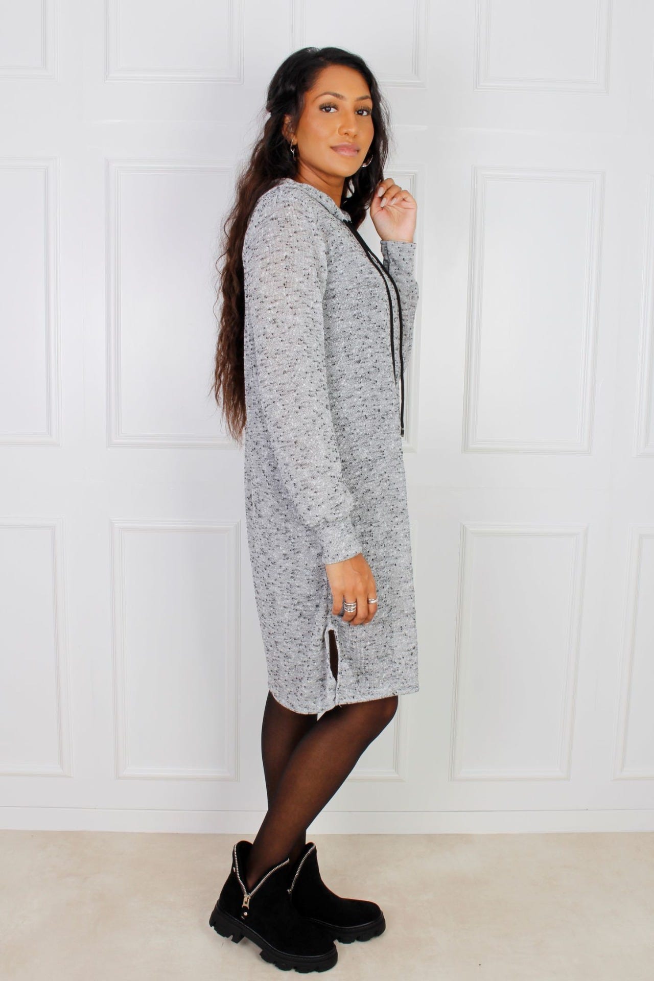 Aiweena Hoodiekleid, grau meliert