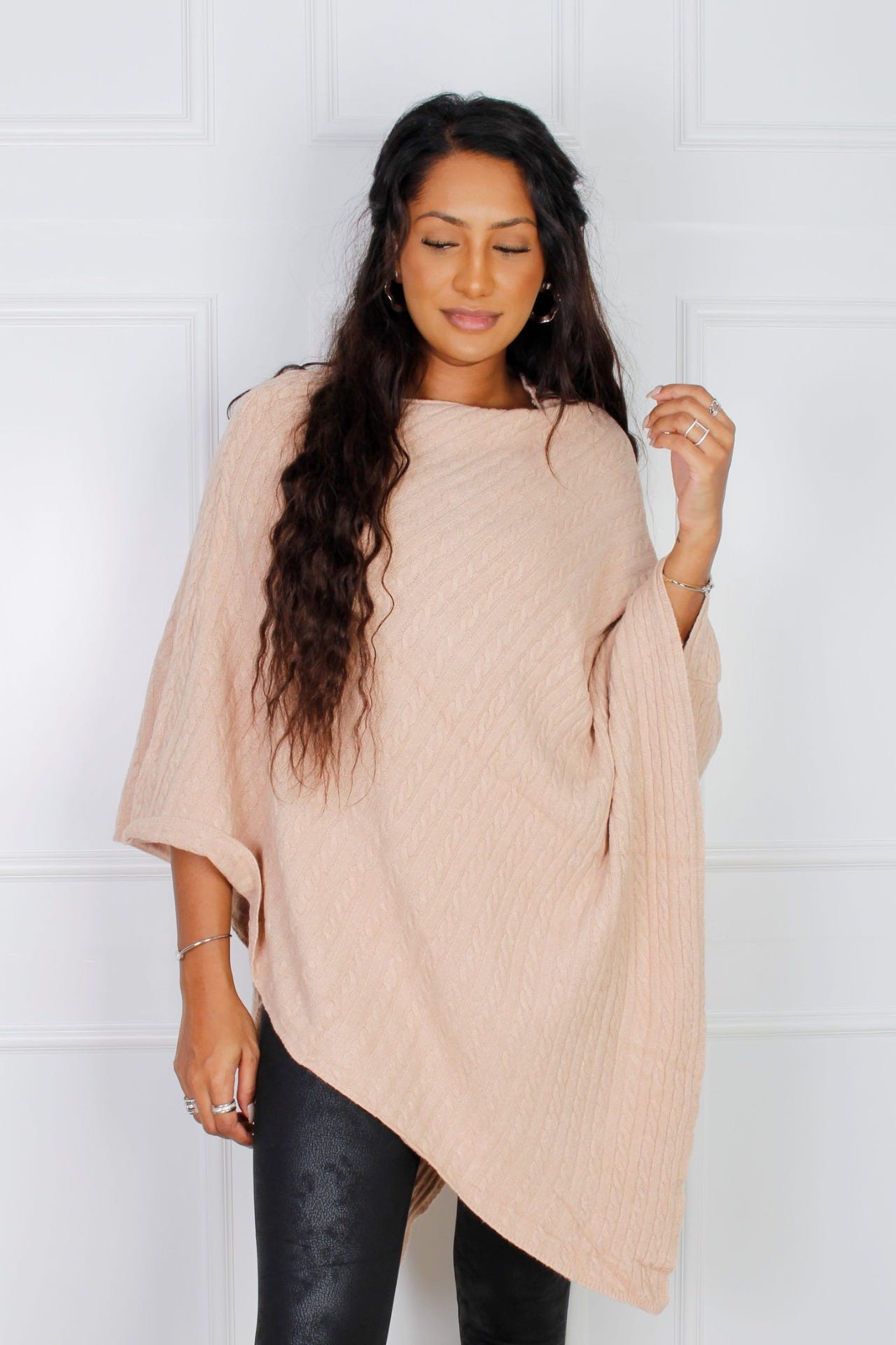 Strik poncho, rosa