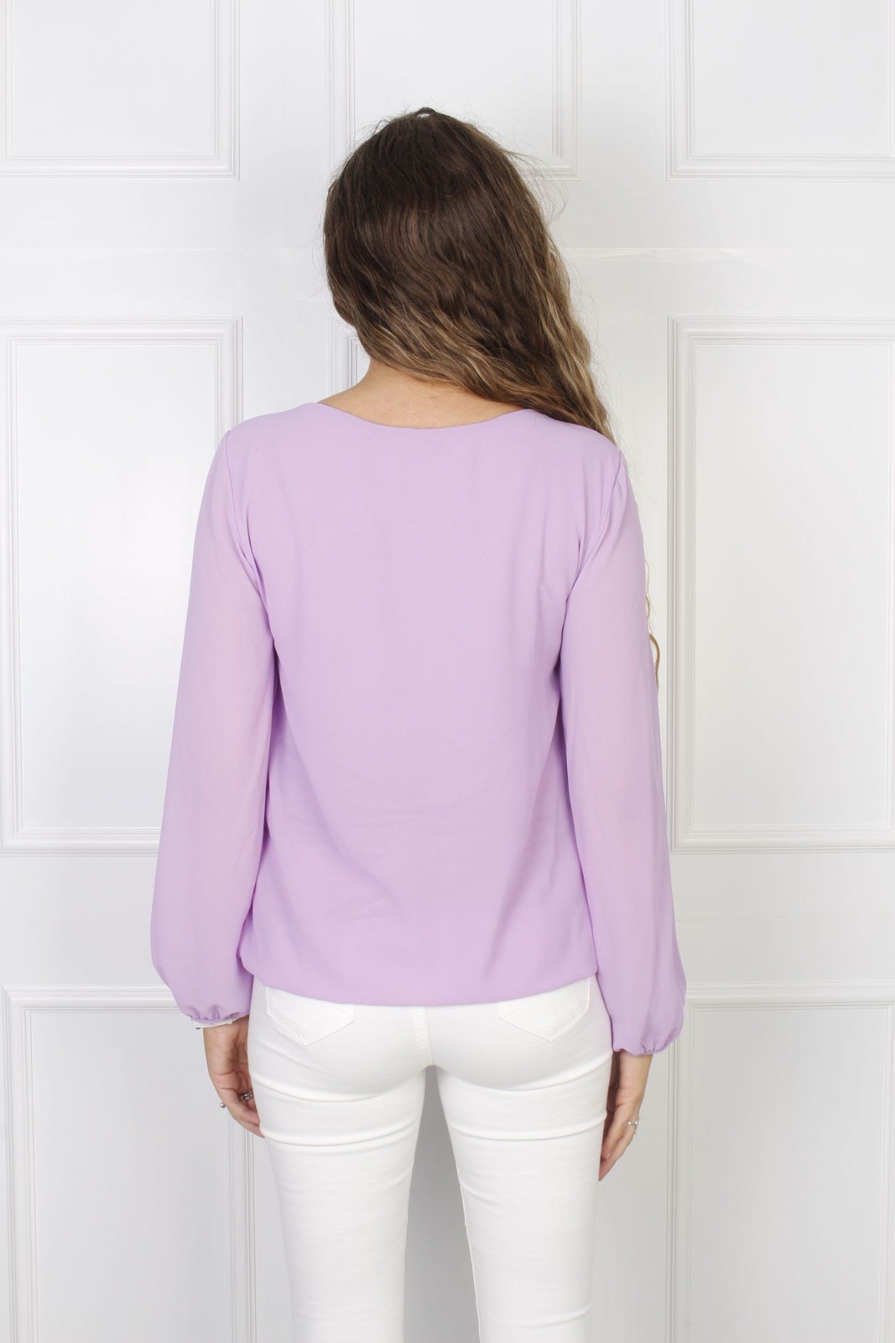 Bluse mit Faltenwurf, lila