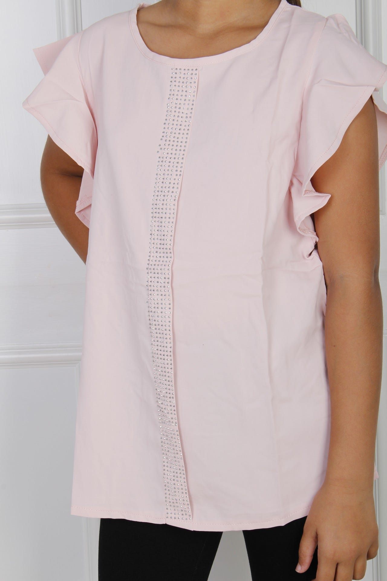 Top mit Rüschenärmeln und Details, rosa