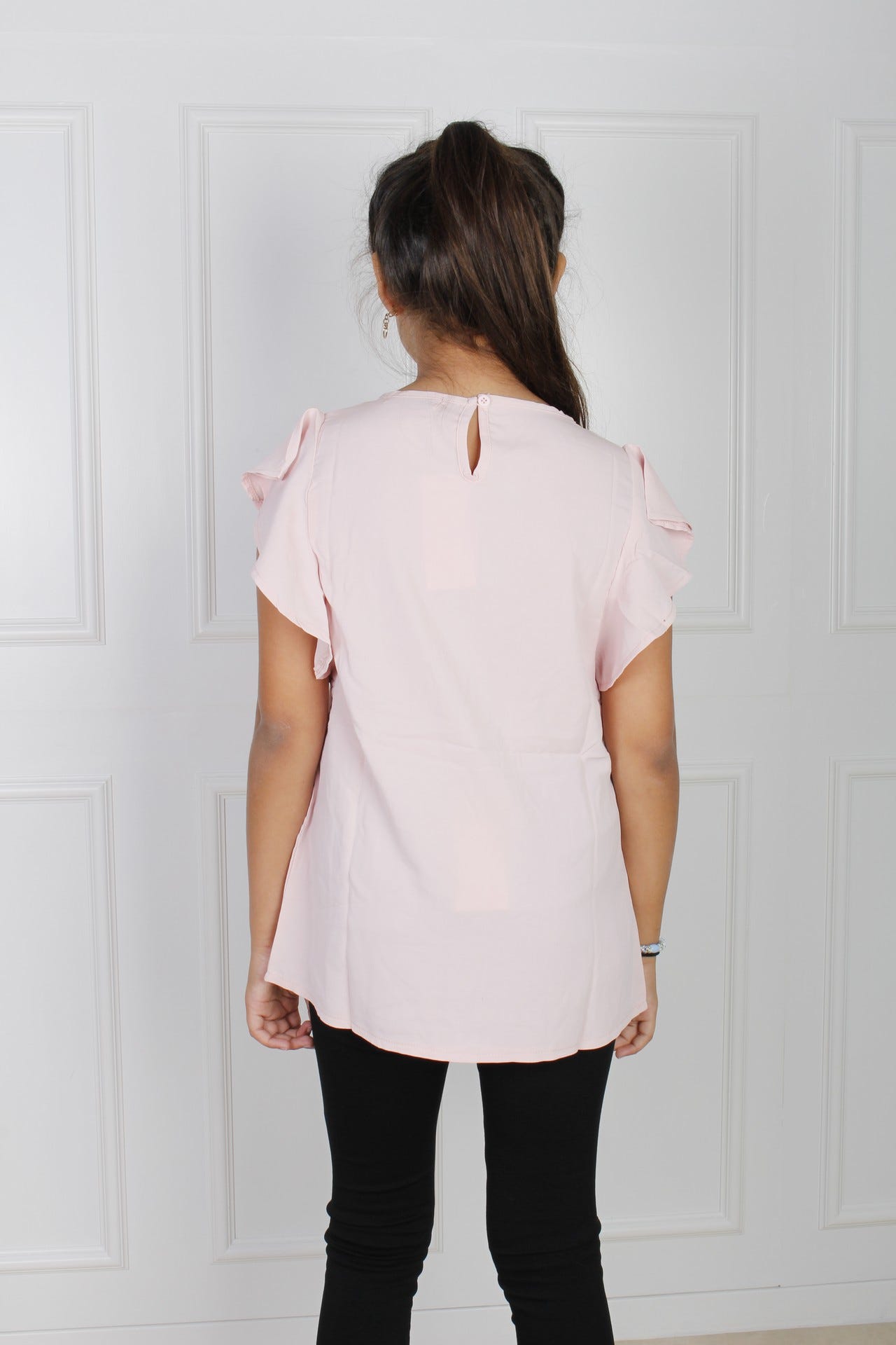 Top mit Rüschenärmeln und Details, rosa