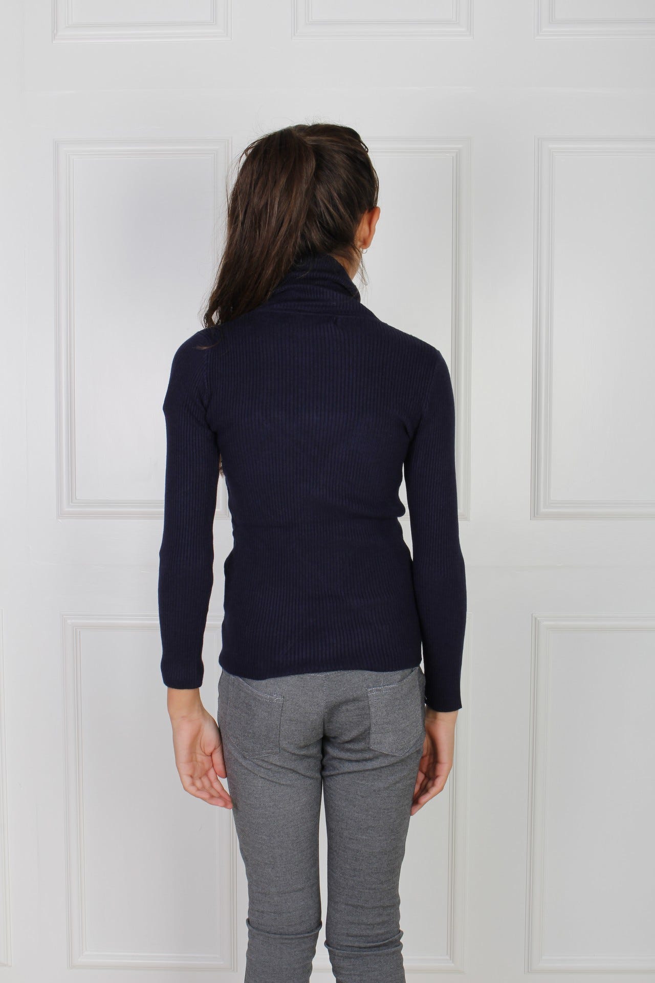 Rollkragenpullover mit Similisteinen, navy