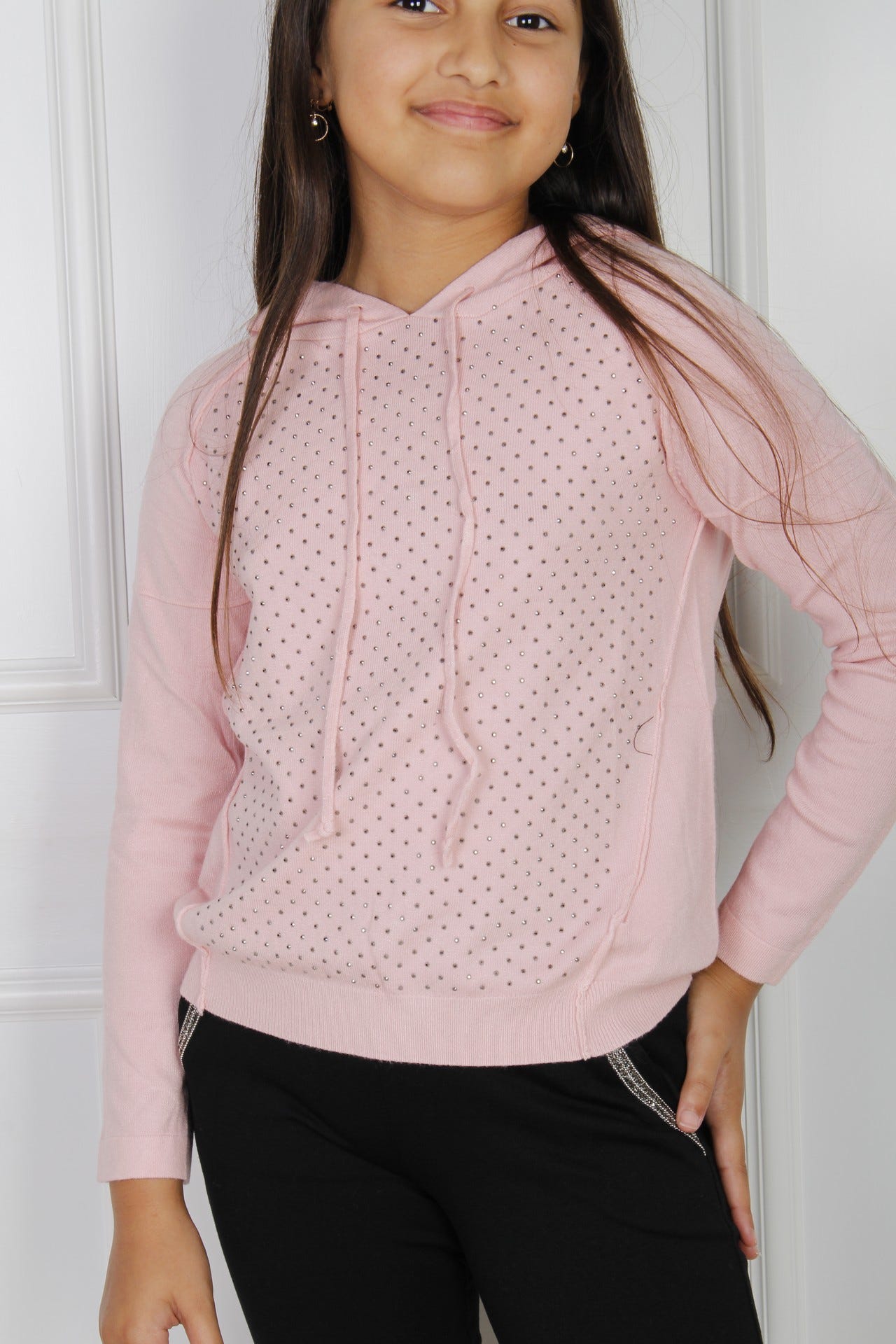 Hoodie mit Nietendetails, rosa