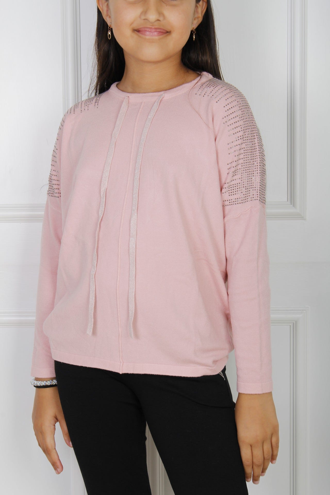 Pullover mit Similisteinen, rosa