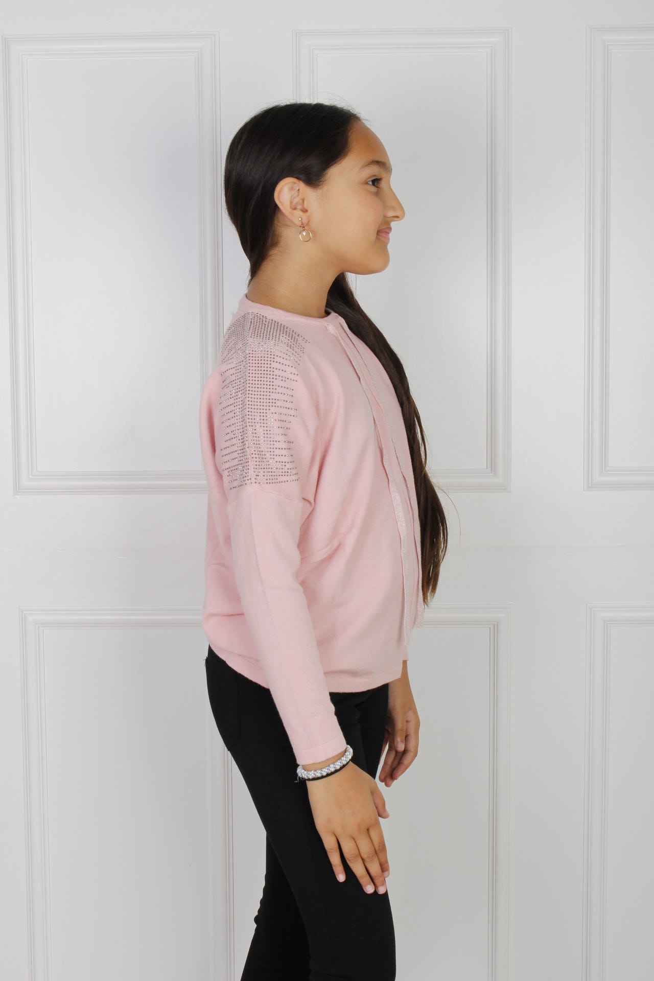 Pullover mit Similisteinen, rosa