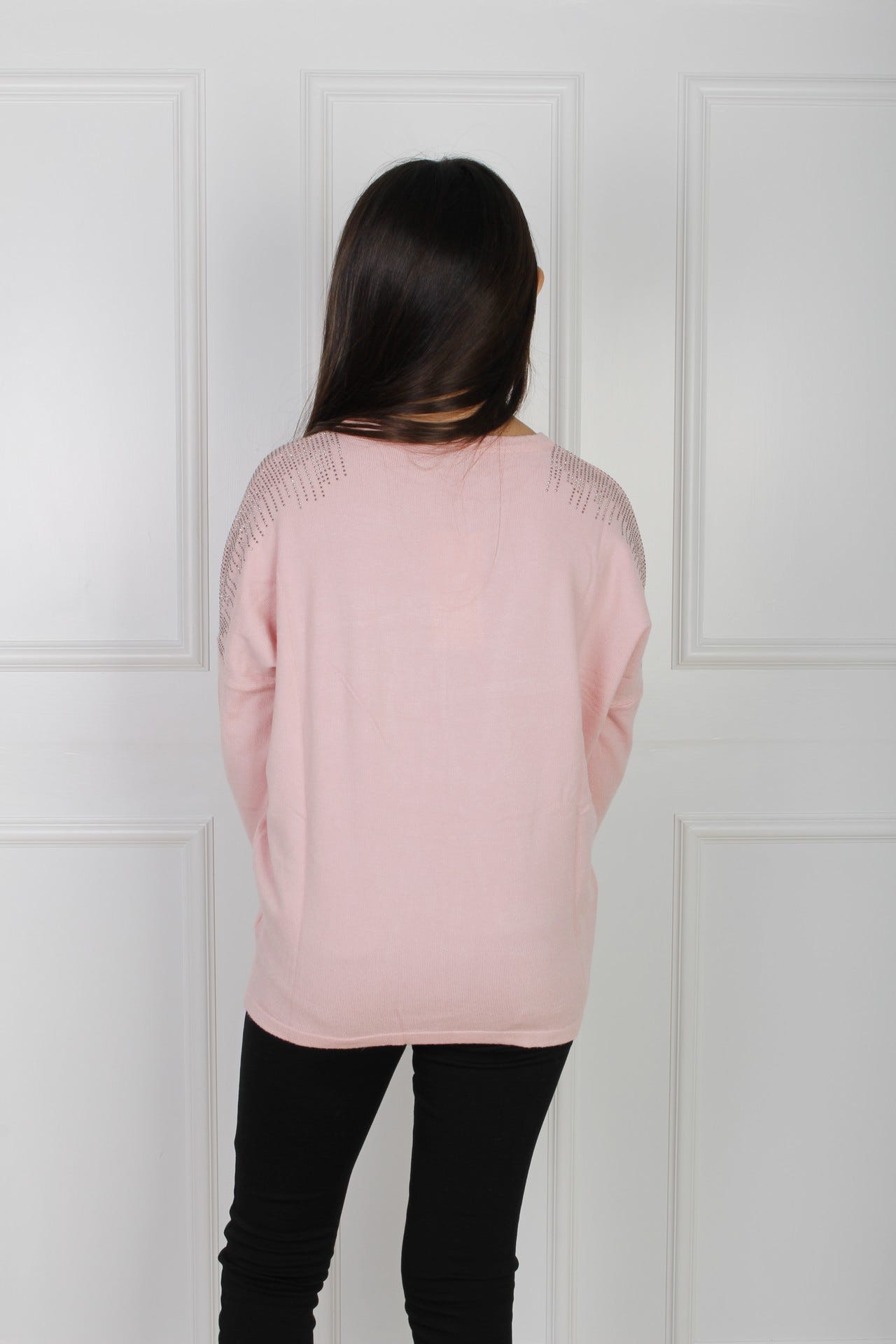 Pullover mit Similisteinen, rosa