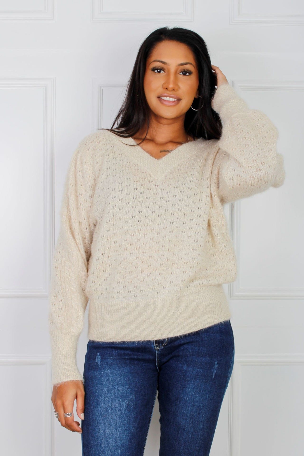 Strickpullover, creme