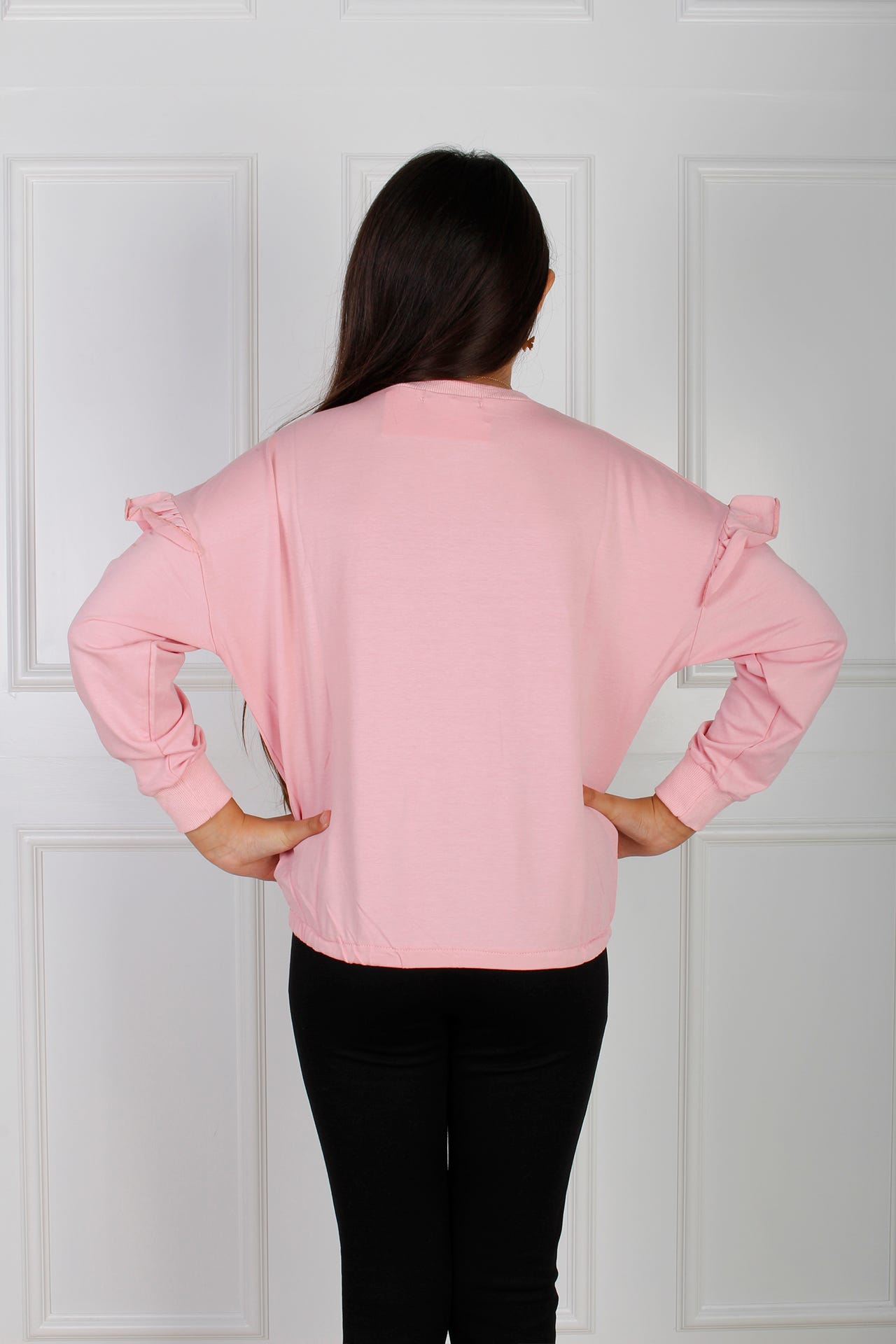 Bluse mit Rüschenärmeln und Bindedetail, rosa