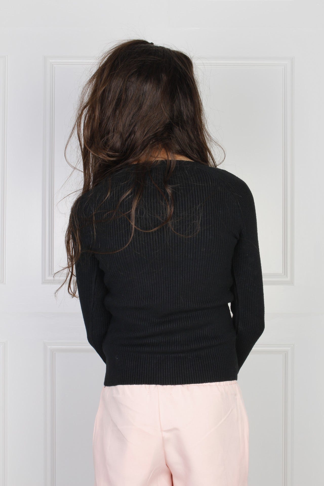 Strickbluse mit Details, schwarz