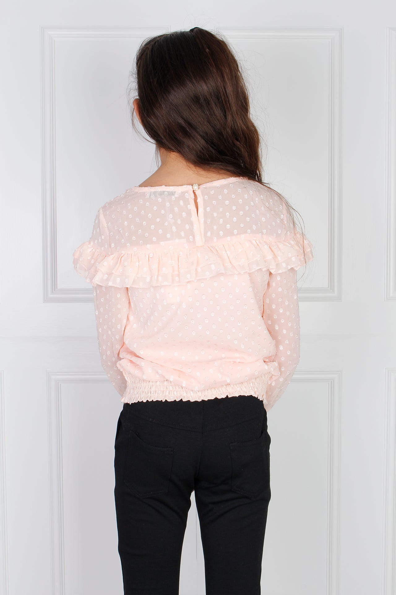 Bluse mit Rüschendetails, rosa