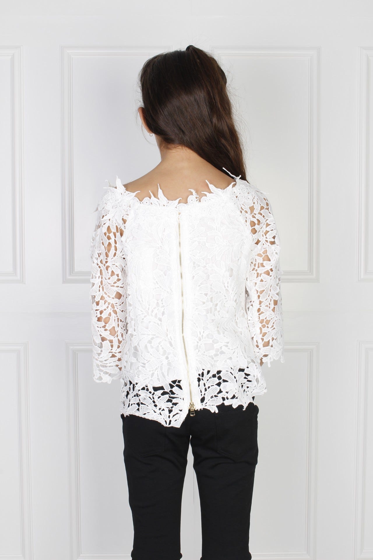 Blonde bluse med lange ærmer, creme