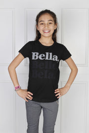 T-shirt med bella motiv, sort