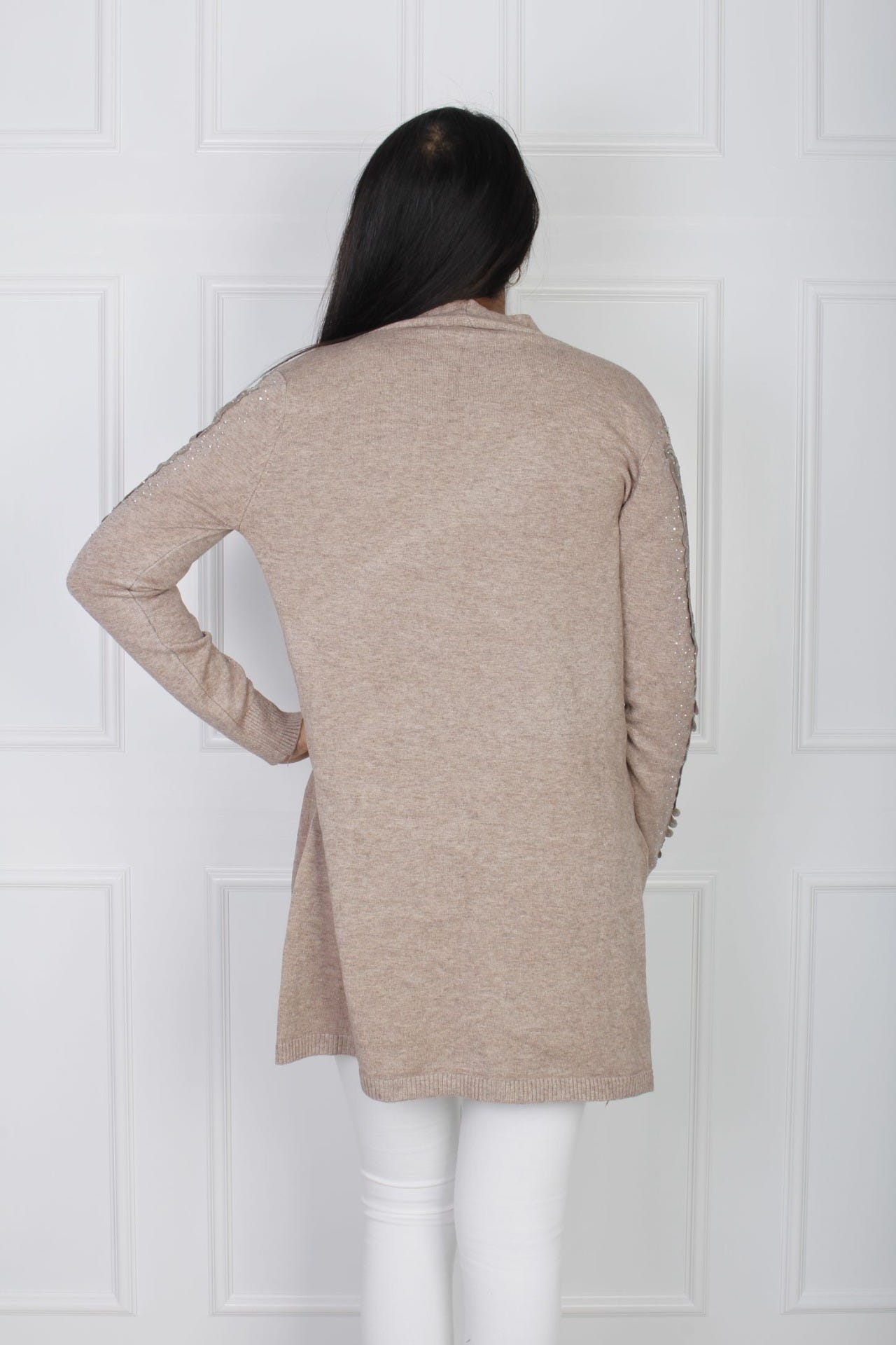 Cardigan mit Details, taupe