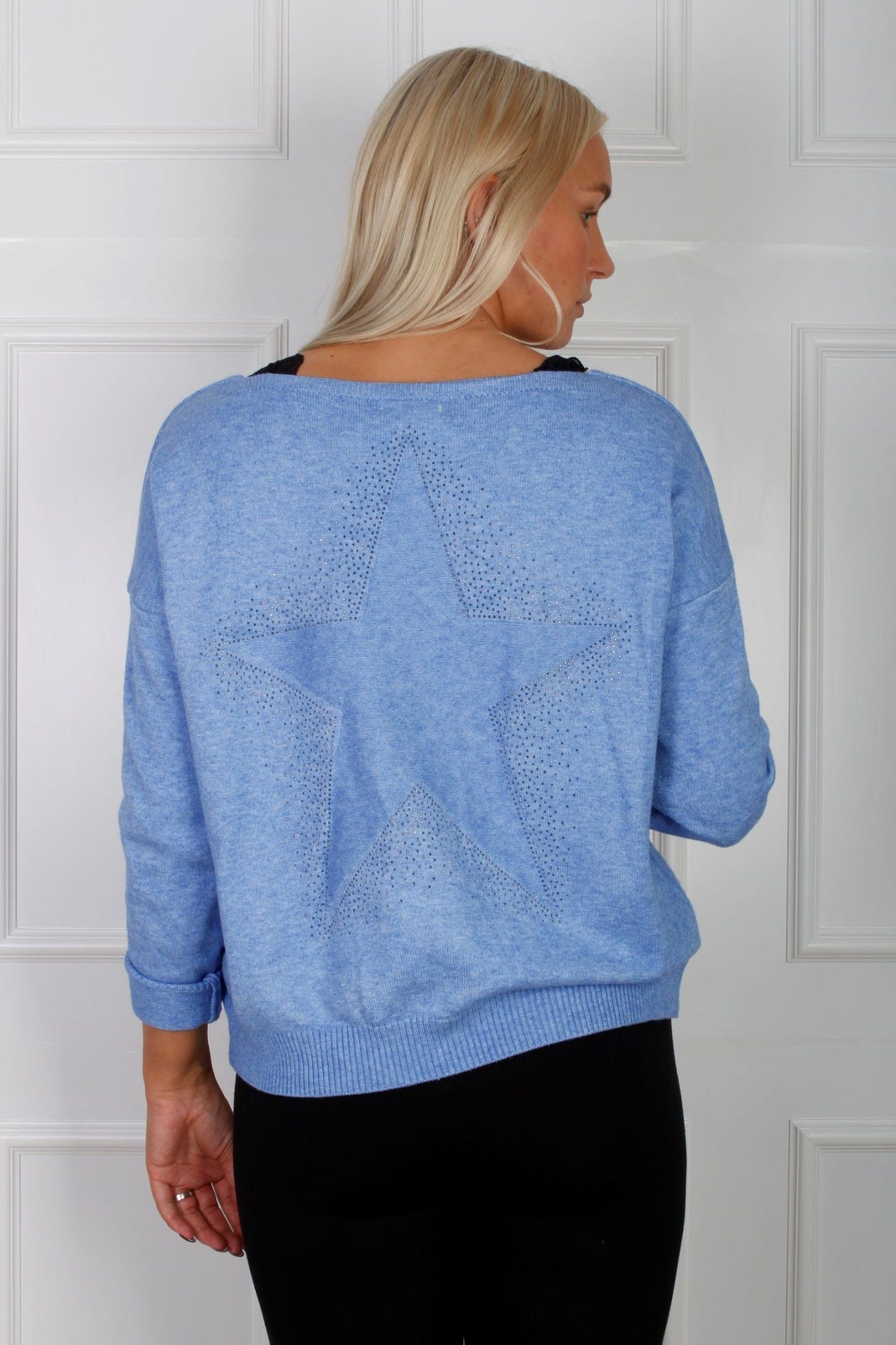 Elana Cardigan mit Sternmotiv, himmelblau