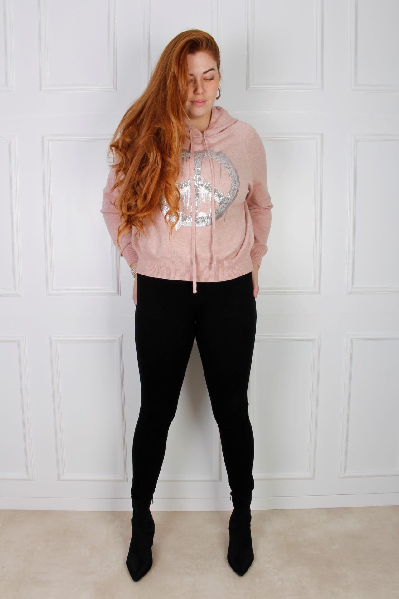 Dana Hoodie mit Peacemotiv, rosa