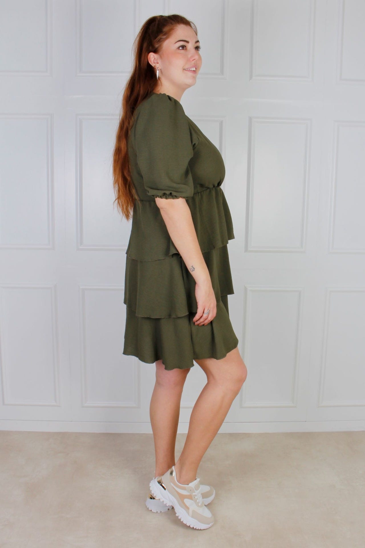 Amanda Rüschenkleid, khaki