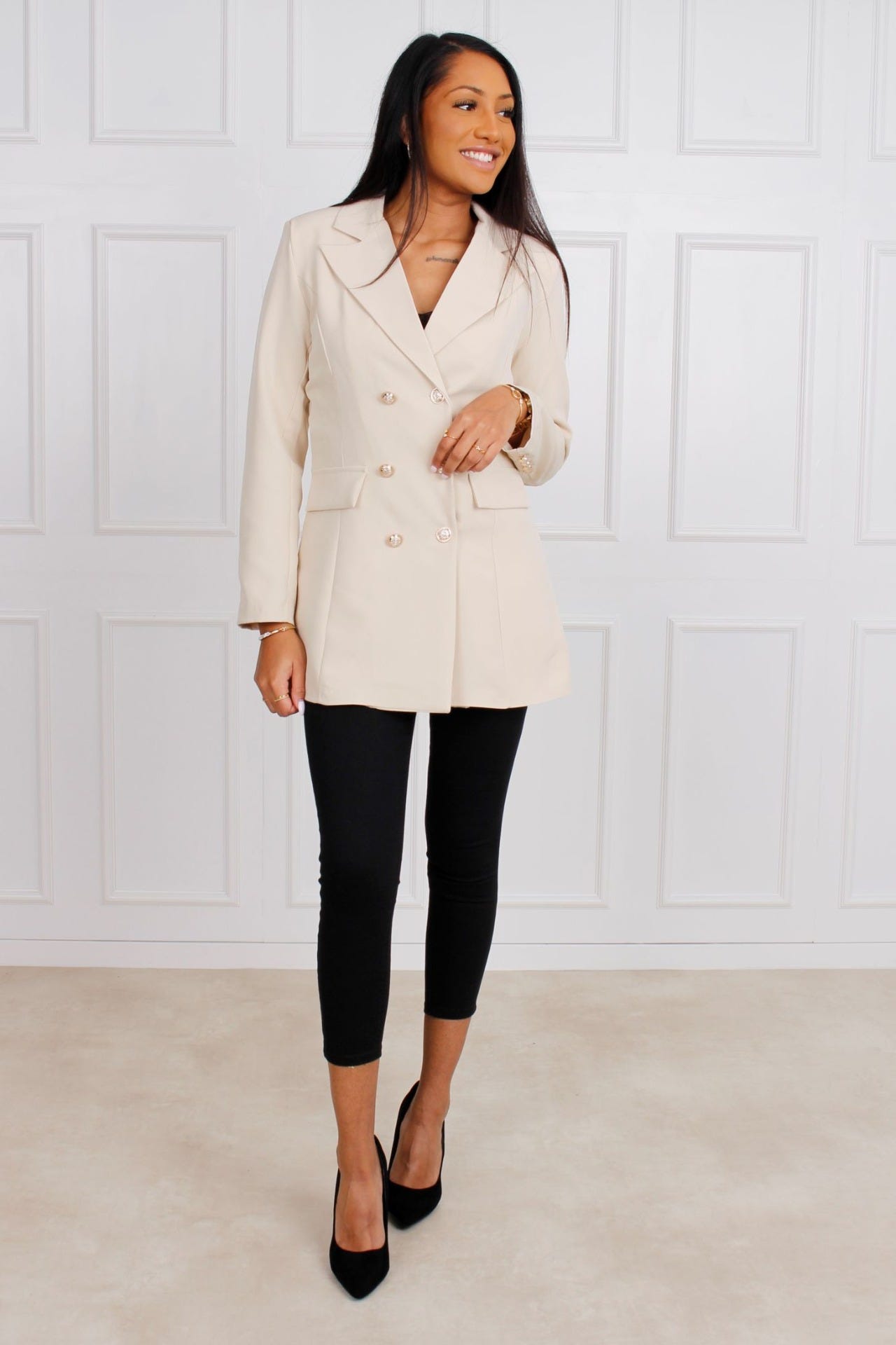 Blazer mit Goldknöpfen, beige