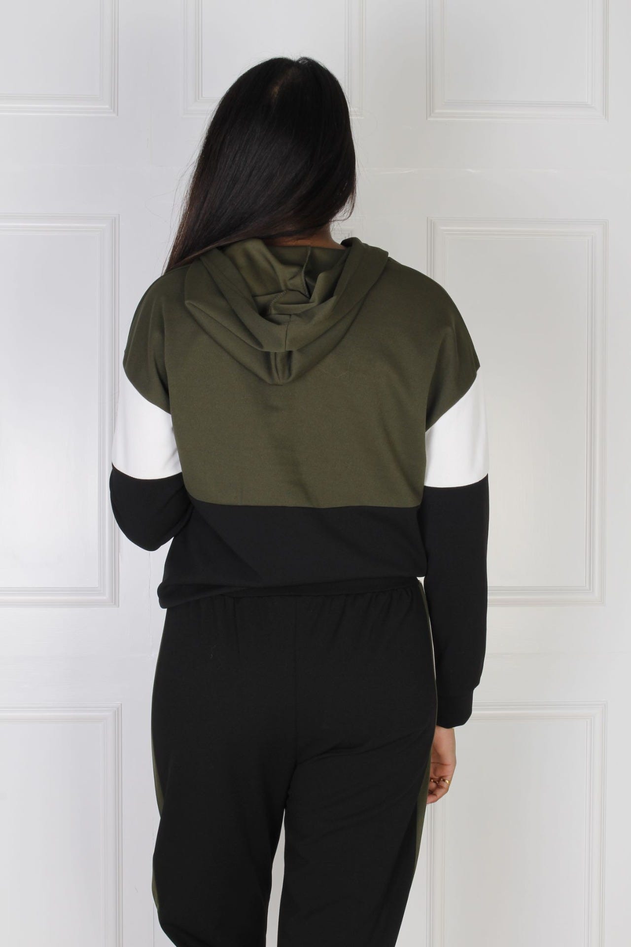 Hoodie, khaki/schwarz